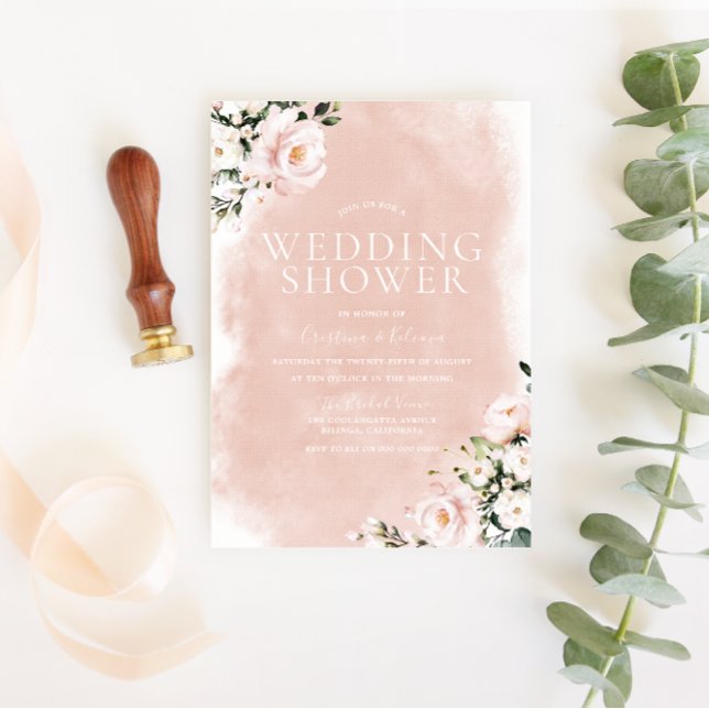 Invitation Couples d'aquarelle florale vierge Wedding shower (Créateur téléchargé)