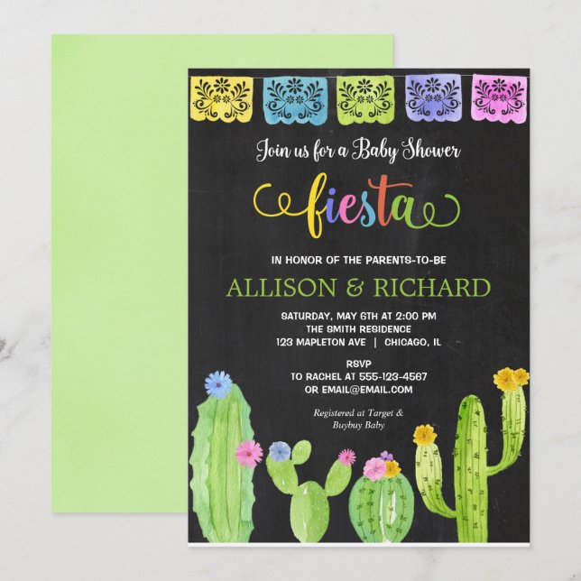 Invitation Couples de baby shower de fiesta (Devant / Derrière)