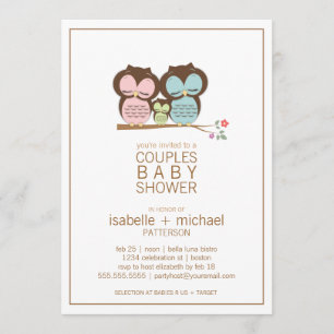 Invitation Couples de la famille Cute Owl Baby shower Neutre