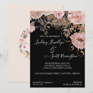 Invitation Couples d'or Rose à moisissure d'automne en or