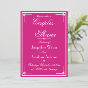 Invitation Couples Douche Chic Script Noms Élégant Magenta