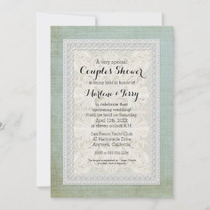Invitation Couples Douche Dentelle rustique w Linge Vintage v