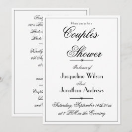 Invitation Couples Douche Élégante Chic Blanc Personnalisé