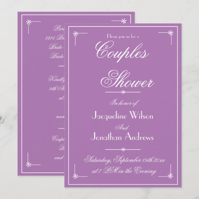 Invitation Couples Douche Lilac Printemps Été E-mail RSVP (Devant / Derrière)