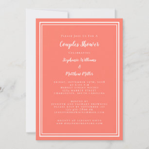 Invitation Couples Douche Mariage Fiançailles Coral Blanc