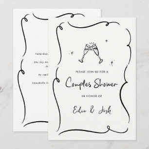Invitation Couples douche moderne naturel élégant manuscrit