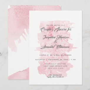 Invitation Couples Douche Moderne Simple Aquarelle Laver rose