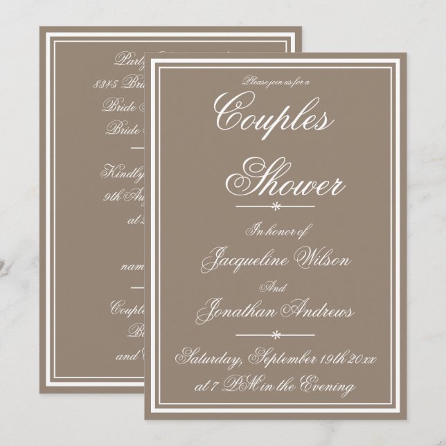 Invitation Couples Douche simple élégant RSVP Garden Party (Devant / Derrière)