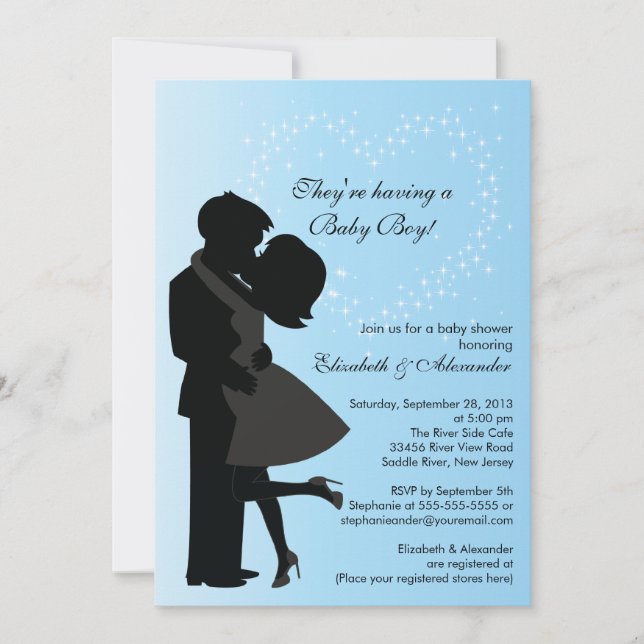 Invitation Couples enceintes de baiser mignons dans le baby (Devant)