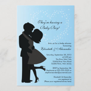 Invitation Couples enceintes de baiser mignons dans le baby