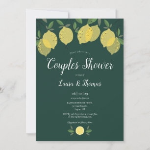 Invitation Couples Fête des mariées Lemons Emerald Green