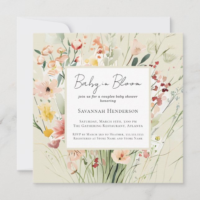 Invitation Couples Fleur sauvage Baby in Bloom Baby shower (Devant)