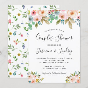 Invitation Couples Mariages Floraux sophistiqués Douche
