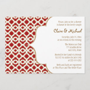 Invitation Couples marocains rouge et or Wedding shower