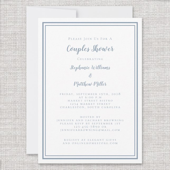 Invitation Couples Mission Douche Dusty Bleu Blanc (Créateur téléchargé)