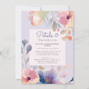 Invitation Couples Petals et Prosecco Floral Fête des mariées