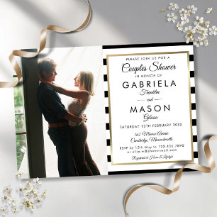Invitation Couples Photo Grille Noire Et Blanc Douche
