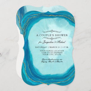 Invitation Couples Show Simple Geode Blue Typography