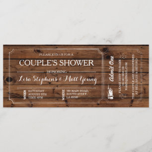 Invitation Couple's Shower Ticket Chalkboard Rustic Invitatio