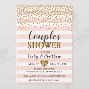 Invitation Couples Wedding shower Blush Pink Gold Confetti