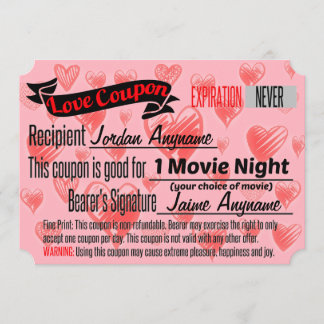 Invitation Coupon d'amour de nuit du FILM