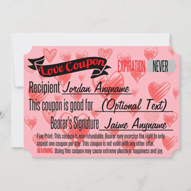 Invitation Coupon d'amour pour BLANK (Devant)