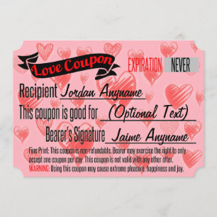 Invitation Coupon d'amour pour BLANK