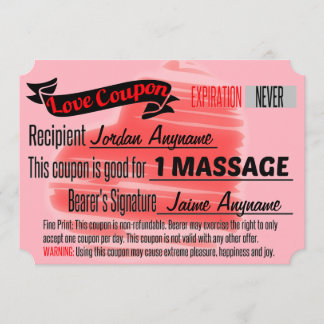 Invitation Coupon d'amour pour MASSAGE