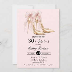 Invitation Couquette Blush Bow Mode Talon 30e Anniversaire