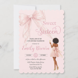 Invitation Couquette Rouge Fard Brun Mode Fille Douce 16