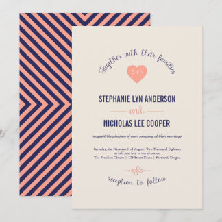 Invitation Courbe de corail de la marine amour coeur faire-pa