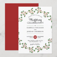 Courbe d'hiver rouge, vert et or| Mariage élégant