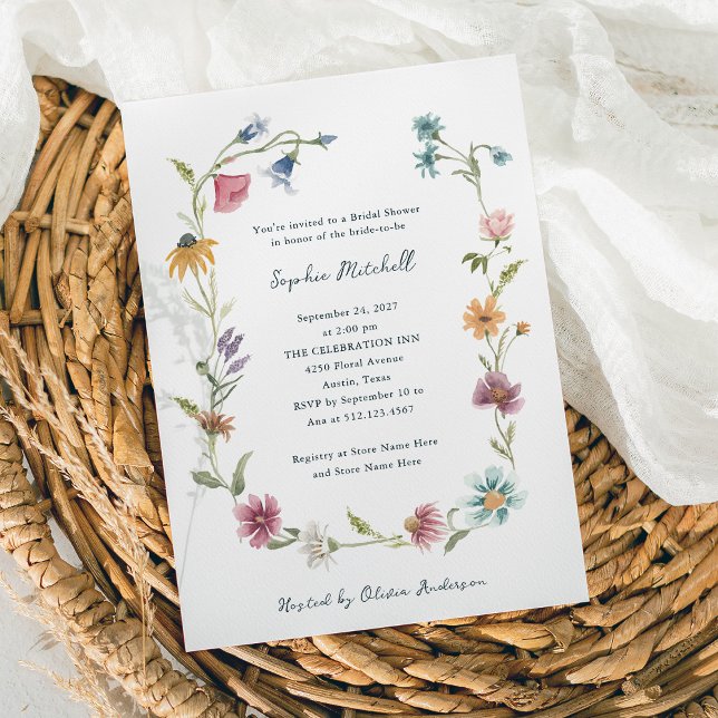 Invitation Courbe Fleur sauvage Boho | Fête des mariées (Créateur téléchargé)