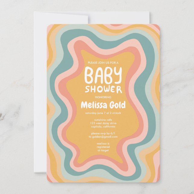 Invitation Courbes Pastel Super baby shower PERSONNALISÉES (Devant)