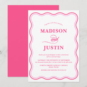 Invitation Courbes rose tendance Mariage ondulé
