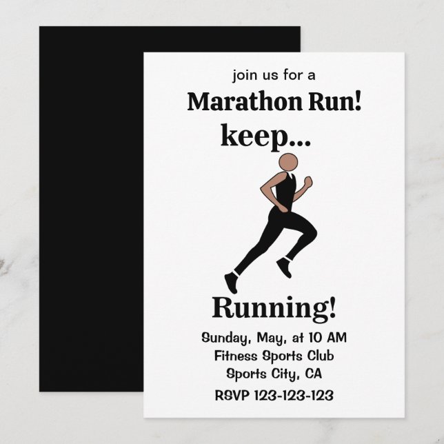 Invitation Coureur Marathon Run Sports (Devant / Derrière)