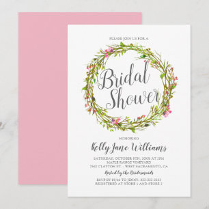 Invitation Couronne aquarelle Chic Bohème Fête de Mariage