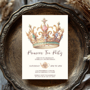 Invitation Couronne aquarelle élégante de la princesse Tea Pa