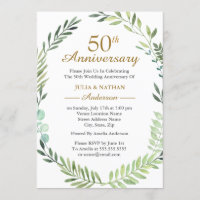 Couronne aquarelle verte 50e anniversaire de maria