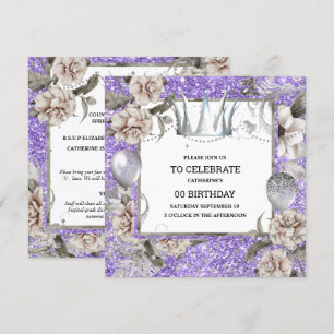 Invitation Couronne argentée chic parties scintillant florale
