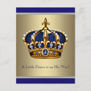 Invitation Couronne Bleue et Or Petit Prince Baby Shower