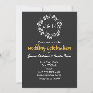 Invitation Couronne botanique de feuilles blanches Mariage ru
