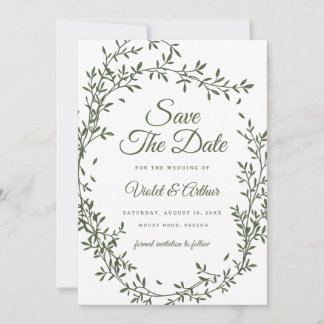 Invitation Couronne botanique de sauge pour mariage à retenir