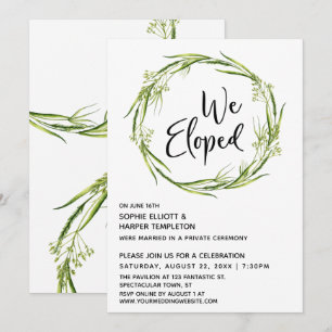 Invitation Couronne botanique de typographie pour mariage sec
