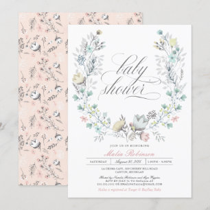 Invitation Couronne botanique Neutre entre les sexes Baby