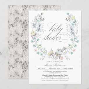 Invitation Couronne botanique Neutre entre les sexes Baby