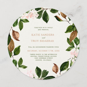 Invitation Couronne d'automne aux jolies fleurs roses