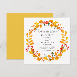 Invitation Couronne d'automne jaune. Mariage de automne enreg