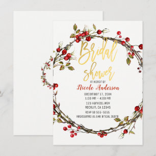 Invitation Couronne de baies de canneberge avec de la ficelle