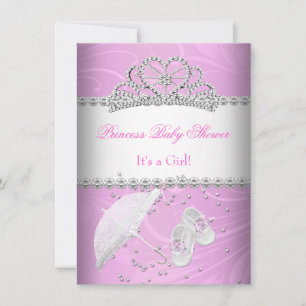 Invitation Couronne de bébé princesse fille blanc rose